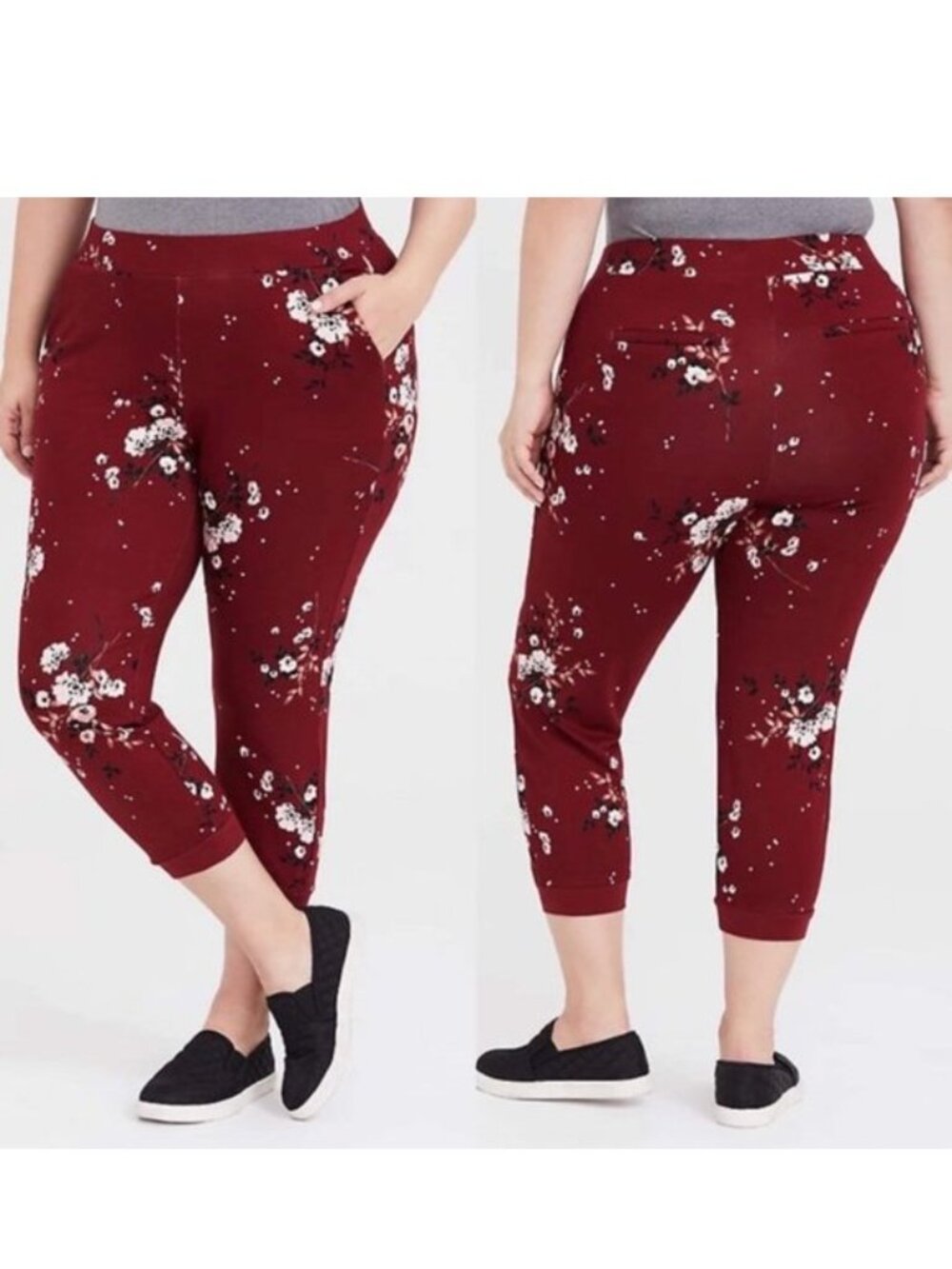 Torrid | Red and Black Floral Ponte Joggers | Size 1